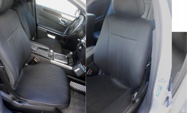 Mercedes E-CLASS 2003-2009 W211 TWO FRONT CUSTOM BLACK CLASSIC SYNTHETIC CAR SEAT COVERS