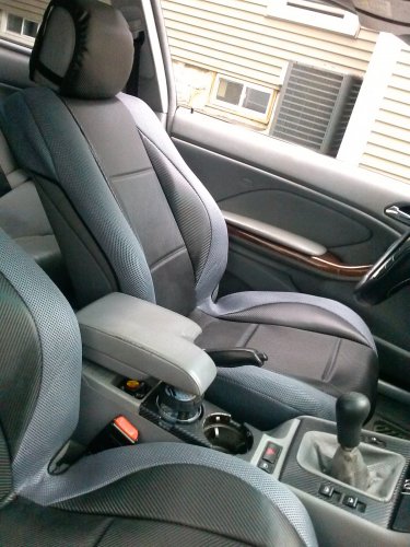 Mercedes E-CLASS 2003-2009 W211 MIX L. CARBON FIBER & SYNTHETIC TWO FRONT BLACK GRAY CAR SEAT COVERS