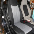 Fits SMART FORTWO 2007-2014 451 TWO FRONT CUSTOM SYNTHETIC GRAY BLACK CAR SEAT COVERS