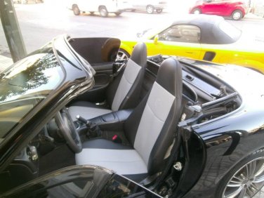 Mazda MX-5 Miata 1998&acirc;��2005 LEATHERETTE TWO FRONT GRAY BLACK CUSTOM CAR SEAT COVERS