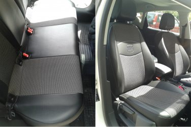 SEAT LEON 2011-.... MIX LEATHERETTE & SYNTHETIC FRONT REAR CUSTOM GRAY BLACK CAR SEAT COVERS