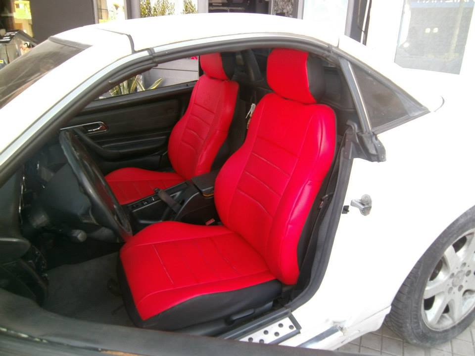 LEATHERETTE TWO FRONT RED CUSTOM CAR SEAT COVERS Fits MERCEDES SLK