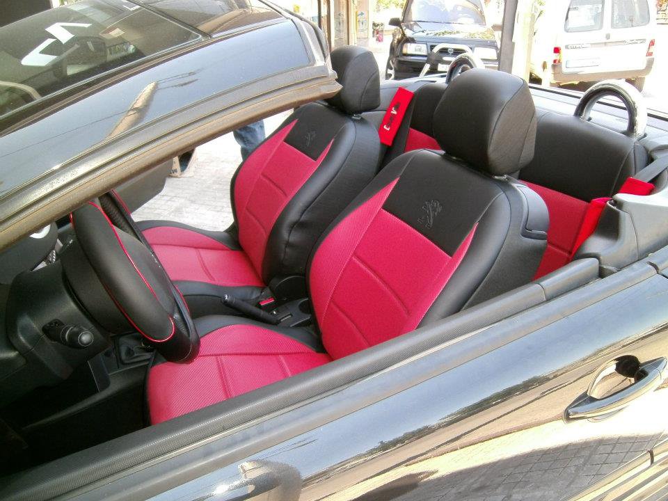 Peugeot 207cc LEATHERETTE & L.CARBON FIBER FRONT REAR CUSTOM CAR SEAT