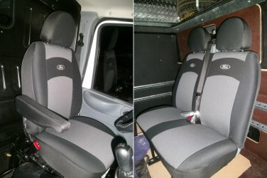 CUSTOM COTTON THREE FRONT CAR SEAT COVERS (Fits FORD TRANSIT 2002-2008)
