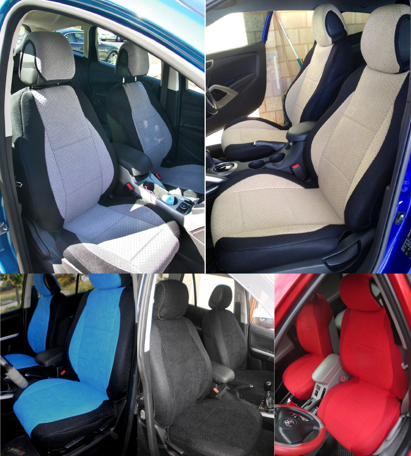 TWO FRONT CUSTOM BLUE/BLACK VELOUR CAR SEAT COVERS fits BMW 3 SERIES ...