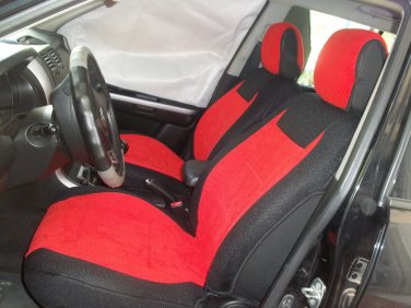 MIX COTTON TOWEL & SYNTHETIC TWO FRONT RED BLACK CAR SEAT COVERS (Fits BMW 3 SERIES F30 2012-.....)