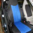 TWO FRONT CUSTOM SYNTHETIC BLUE BLACK CAR SEAT COVERS fits SMART ROADSTER