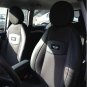 TWO FRONT BLACK LEATHERTTE & GRAY BLACK FISHNET CAR SEAT COVERS (Fits NEW MINI 2001-.....2 doors)