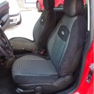 GRAY BLACK FISHNET & BLACK VELOUR TWO FRONT CUSTOM CAR SEAT COVERS (Fits NEW MINI 2001-... )