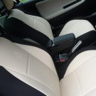 TWO FRONT SUGAR BLACK LEATHERTTE CAR SEAT COVERS (Fits Peugeot 207cc CABRIOLET)