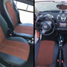 MIX LEATHERETTE & TWO TONE SYNTHETIC FISHNET TWO CAR SEAT COVERS Fits SMART FORTWO 2007-2014