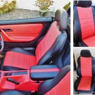 LEATHERETTE TWO FRONT RED BLACK CUSTOM CAR SEAT COVERS fits MERCEDES SLK-CLASS 1996–2004