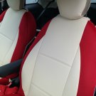 MIX LEATHERETTE & SYNTHETIC TWO FRONT CUSTOM SUGAR RED CAR SEAT COVERS fits FIAT 500 2door
