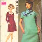OOP Simplicity 8446 Misses Dress &Scarf Designer Fashion w/ Leaflet 1969 CC Sz 10