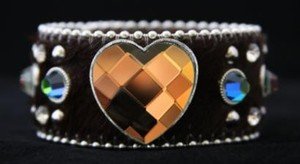 Heart Bling Cuff Brown Genuine Leather Adjustable Cuff - NWT Retails For $39+