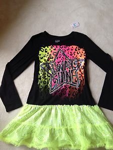 Justice Girls TUTU DRESS Blk & Neon Sz 16~Sequins~Nwt! Back To School Sale!!!