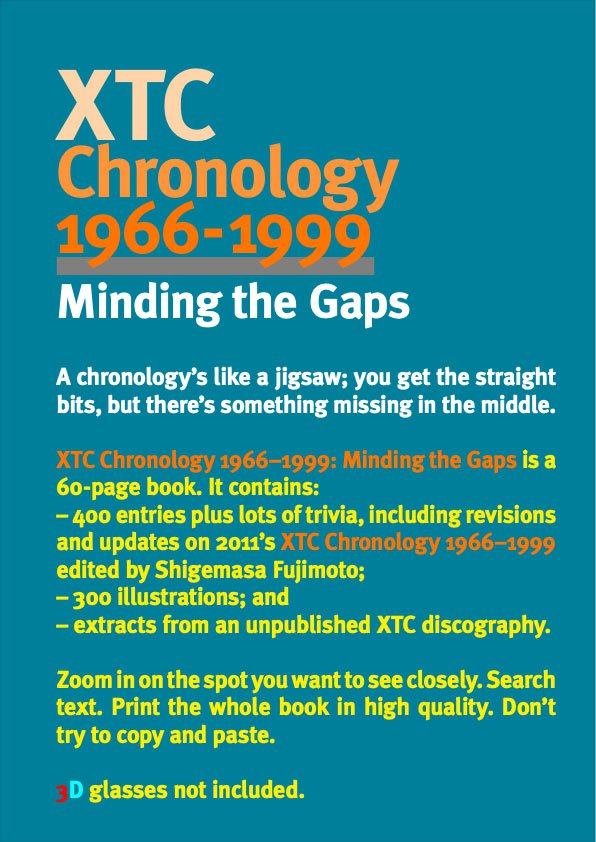 XTC Chronology 1966-1999: Minding the Gaps PDF book (2023) download