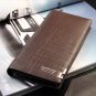 Men Long Brown Leather Wallet Pockets Card Clutch Center Bifold Purse