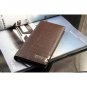 Men Long Brown Leather Wallet Pockets Card Clutch Center Bifold Purse