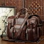 Rare Crazy Horse Leather Men's Briefcase Laptop Bag Dispatch Shoulder Huge Duffle in Red Wine