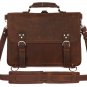 Large Crazy Horse Leather Briefcase Messenger Computer Bag Double Compartments Travel Tote Bag