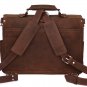 Large Crazy Horse Leather Briefcase Messenger Computer Bag Double Compartments Travel Tote Bag