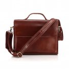 Top Quality Cowhide Leather Briefcase Messenger Bag 14" Laptop 13" MacBook Case in Red Brown