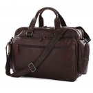 Large Volume Cowhide Leather Travel Bag Business Luggage Trip Baggage Briefcase in Chocolate
