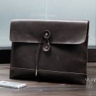 Business Men's Handmade Vintage 100% Genuine Leather Envelope Clutch Bag in Black