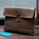 Business Men's Handmade Vintage 100% Genuine Leather Envelope Clutch Bag in Coffee