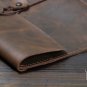 Business Men's Handmade Vintage 100% Genuine Leather Envelope Clutch Bag in Coffee