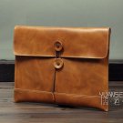 Business Men's Handmade Vintage 100% Genuine Leather Envelope Clutch Bag in Yellow