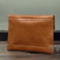 Business Men's Handmade Vintage 100% Genuine Leather Envelope Clutch Bag in Yellow