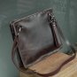 Men's Envelope Clutch Bag Genuine Cowhide Leather Messenger Bag Shoulder Bag in Black