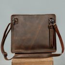 Men's Envelope Clutch Bag Genuine Cowhide Leather Messenger Bag Shoulder Bag in Coffee
