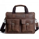 Handmade Crazy Horse Leather Briefcase Messenger Shoulder Bag 13"14" Laptop Macbook Ipad Bag