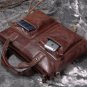Hot Selling Vintage Leather Men's Black Briefcase 15" Laptop Bag Messenger Handbag in Coffee