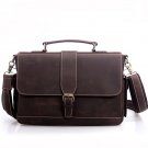 High quality crazy horse leather men's briefcase messenger shoulder bag laptop Macbook Ipad Case