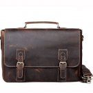 Handmade Vintage Crazy Horse Leather Messenger Briefcase 14" Laptop 15" Macbook Ipad Case Tote Bag