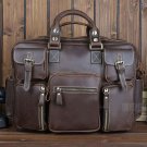 Best Gift Crazy Horse Leather Briefcase Laptop Bag Dispatch Shoulder Huge Duffle Brown Coffee