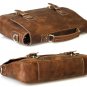 Handmade Vintage Crazy Horse Leather Messenger Briefcase 14" Laptop 15" Macbook Ipad Case Brown