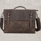 Present for the Loved Crazy Horse Leather Mens Briefcase Mssenger Bag Handmade in Brown