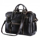 Black Polishing Cowhide Leather Men's Briefcase Messenger Bag 16" Laptop Macbook Ipad Bag Case