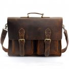 Vintage Handmade Antique Leather Briefcase Cowhide Messenger 14" 15" Laptop 13" 15" MacBook Bag