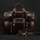 Top Grade Cowhide Leather Men's Briefcase Laptop Bag Dispatch Shoulder Huge Duffle in Red Wine