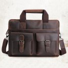 Vintage Cow Leather Briefcase Messenger Shoulder Bag 14" Laptop Macbook Bag--FREE SHIPPING