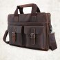 Vintage Cow Leather Briefcase Messenger Shoulder Bag 14" Laptop Macbook Bag--FREE SHIPPING