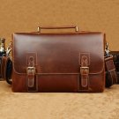 Vintage Top Grade Cow Leather Messenger Briefcase 14" Laptop 15" Macbook Ipad Case--FREE SHIPPING