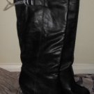 Gianni Berini "Aim High" Tall Black Genuine Leather Boots Size 6.5,  7 Med. NWT