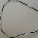 black seed beads and tibetan silver bead necklace